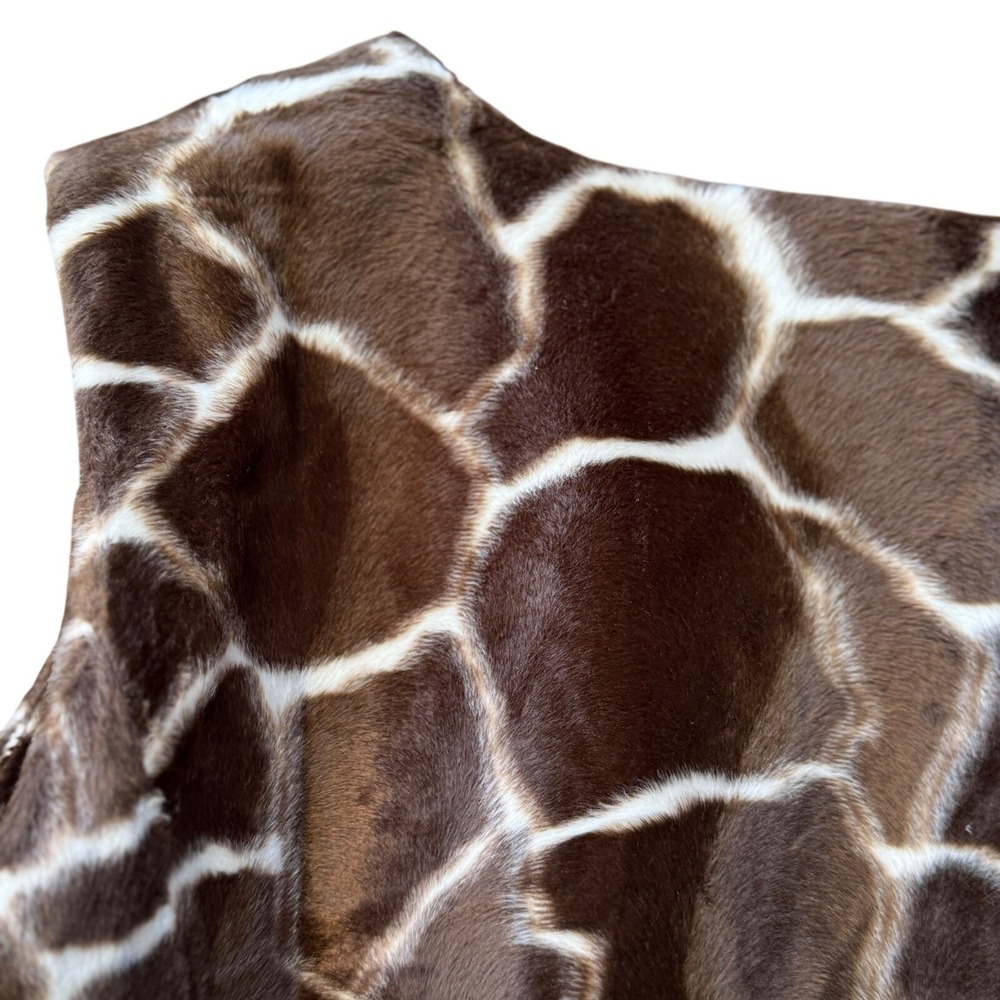 Jordan Giraffe Print Faux Fur Vest Sleeveless Brown Full Zip Womens XL NWT - Picture 5 of 7
